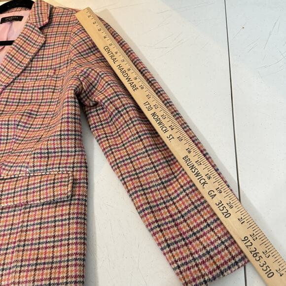 Talbots Wool Blend Plaid Blazer Sz 14P Pink Multi Lined Gold Buttons Office - Picture 12 of 14